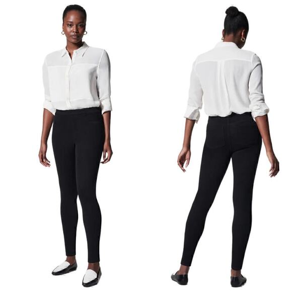 SPANX Jean-ish Leggings in Very Black Pull On Pants Size Small - Picture 1 of 8